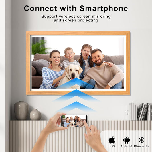 21.5-Inch Dual Wi-Fi Digital Picture Frame – 1080P Video, App & Email Sharing, 32GB Storage, Unlimited Cloud, Wall-Mount Smart Display