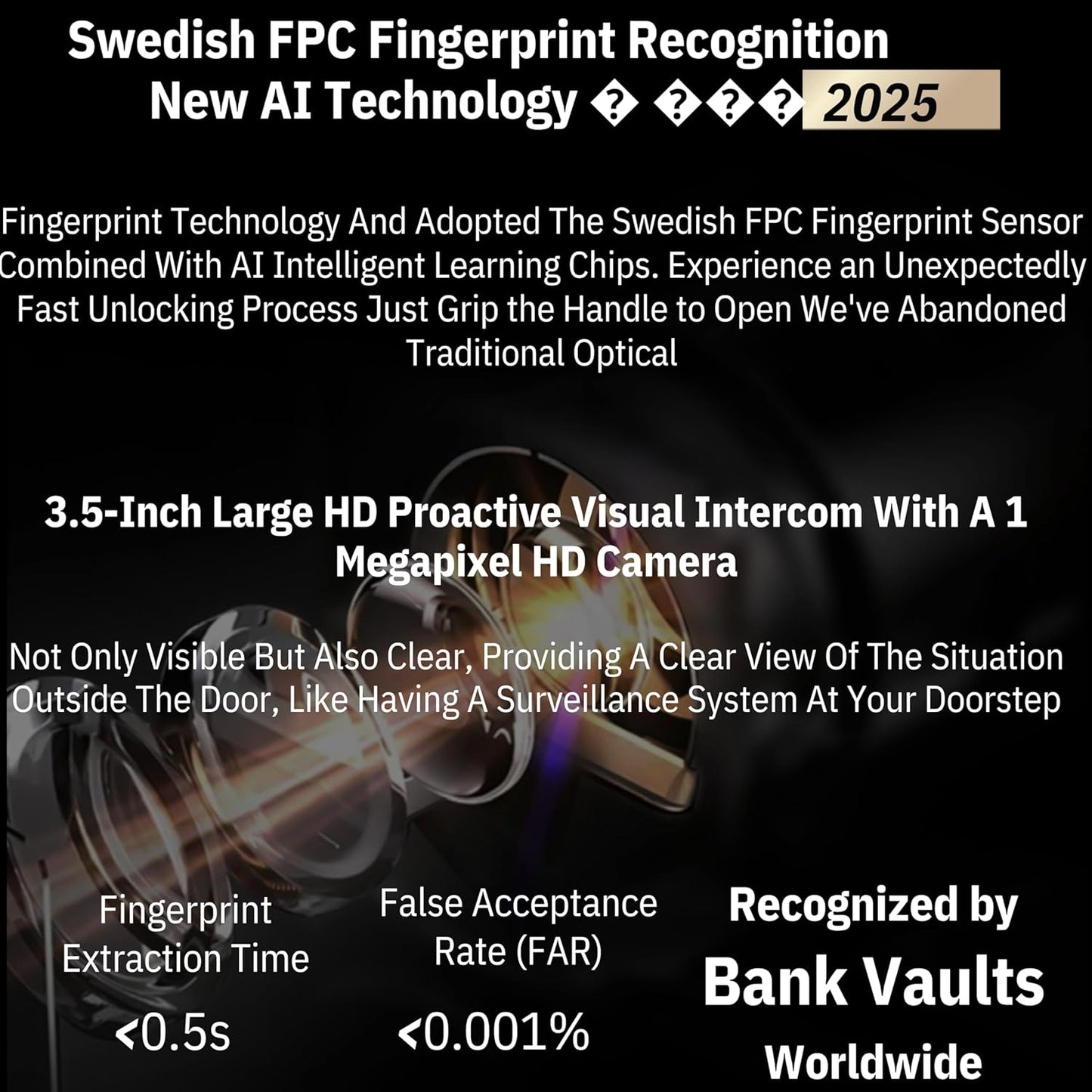 Moorgen T5+ Smart Door Lock – 6-Layer Security with Face Recognition, Anti-Pry Alarm, Virtual Password | Futuristic Design Recommended by Zaha Hadid