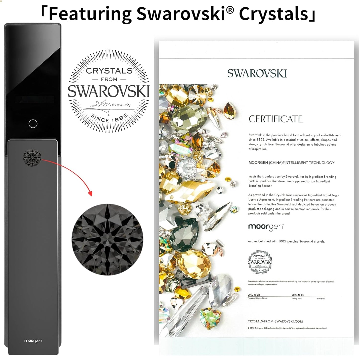 Moorgen T5+ Smart Door Lock – 6-Layer Security with Face Recognition, Anti-Pry Alarm, Virtual Password | Futuristic Design Recommended by Zaha Hadid