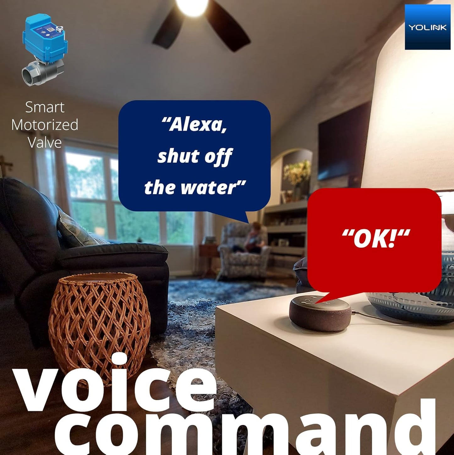 YoLink LoRa Smart Water Leak Protection System – 3/4" Motorized Stainless Steel Valve + 3 Leak Sensors + Hub | Long-Range, Alexa, IFTTT, Home Assistant Compatible