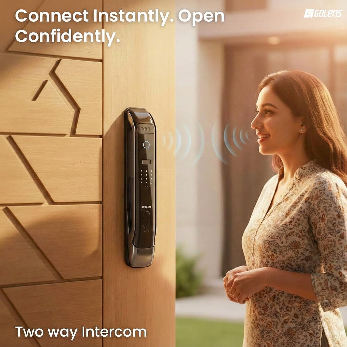 Golens X95 Luxury Smart Digital Door Lock | 9 Ways Unlocking | 3D Face ID | Fingerprint | Mobile App | RFID Card | PIN | OTP, Mechanical Key, Temporary Password, Door Viewer, No Extra Gateway Required